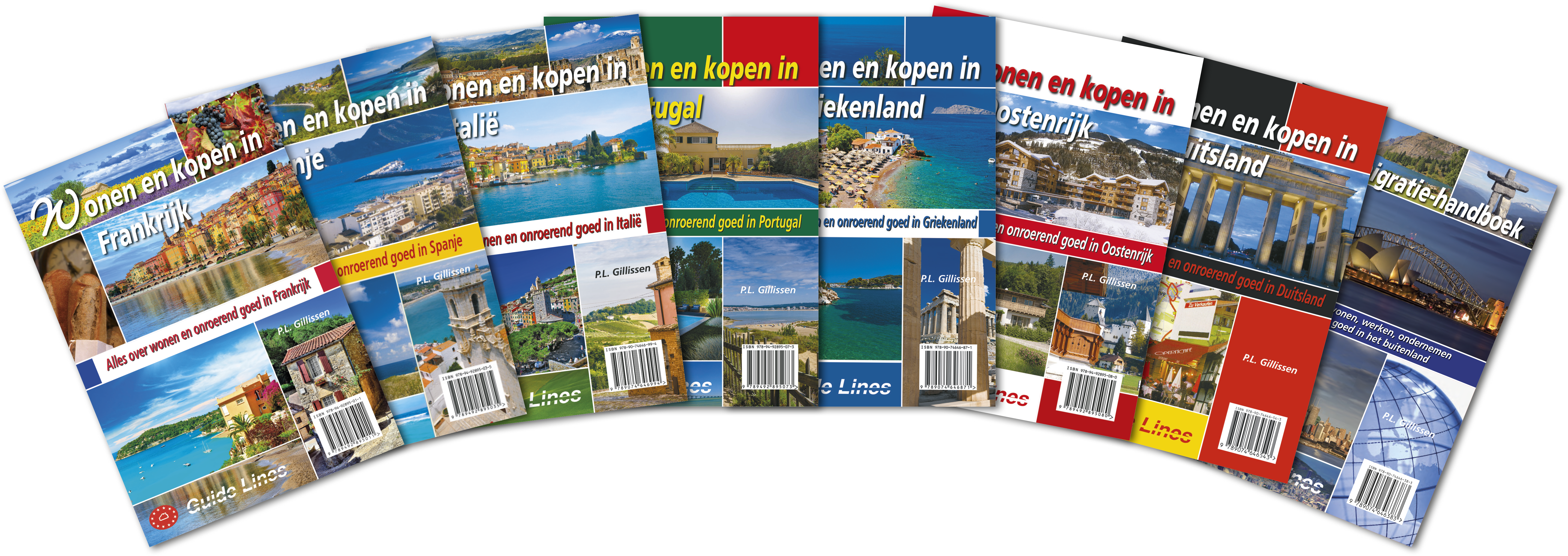 Waaier van handboeken over wonen en kopen in het buitenland