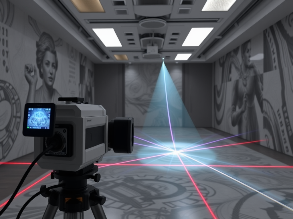 Een moderne scanner in een ruimte met laserstralen.