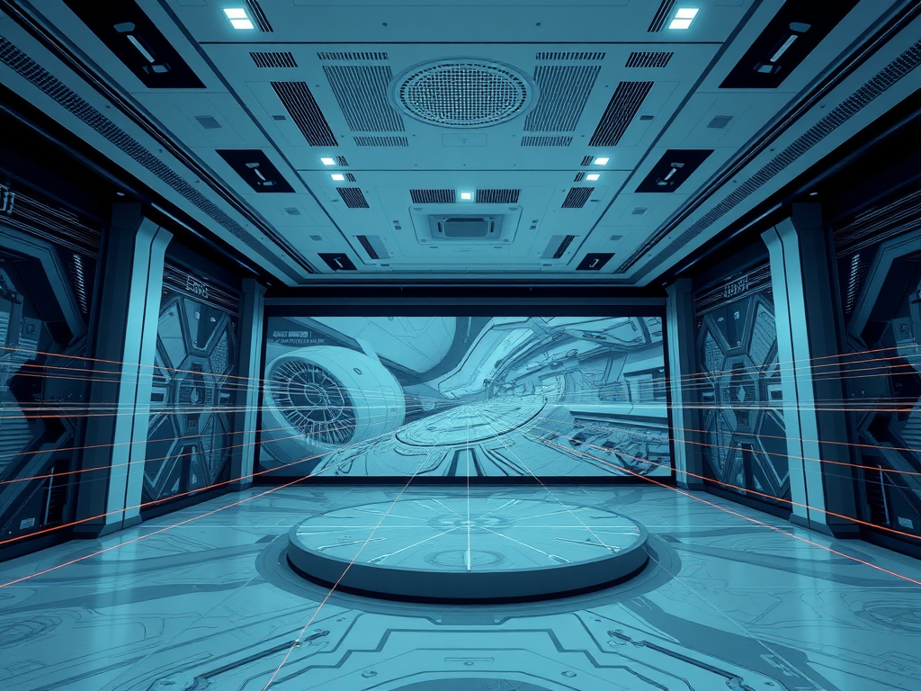 Een moderne scanner in een ruime kamer met laserstralen.