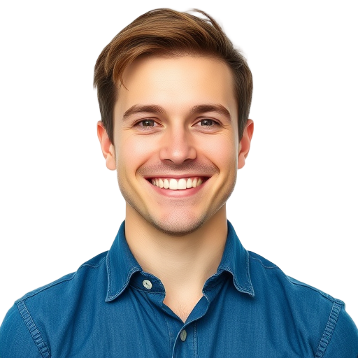 A smiling person against a white background.