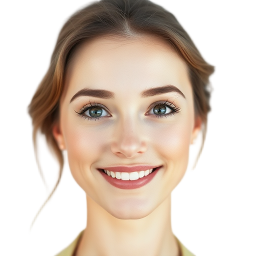 A person smiling to the camera with a white background looking like