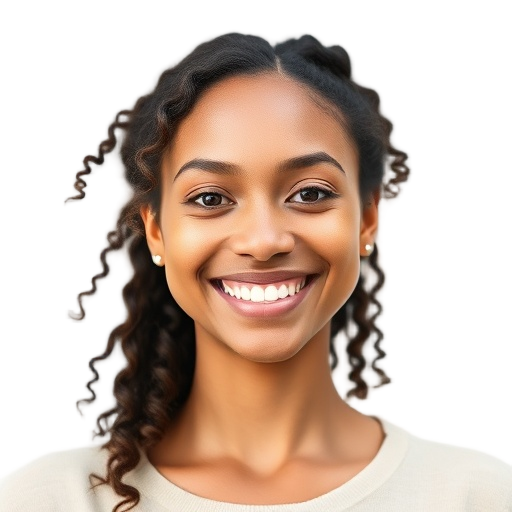 A person smiling to the camera with a white background looking like