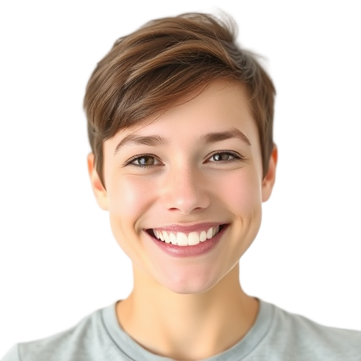 Vrolijk persoon glimlachend op witte achtergrond