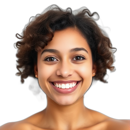 Een persoon die naar de camera glimlacht met een witte achtergrond.