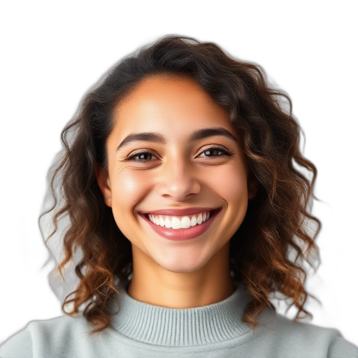 Een persoon glimlacht naar de camera met een witte achtergrond.