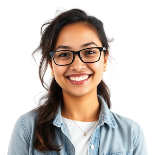 A person smiling to the camera with a white background looking like
