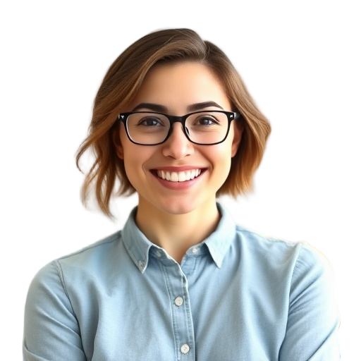 A person smiling to the camera with a white background looking like