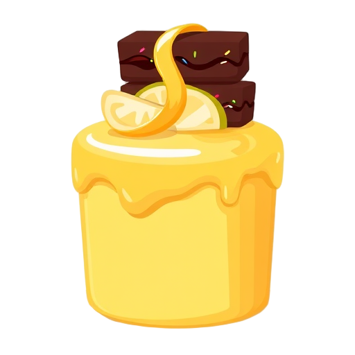 Een kleurrijke cake met citroenglazuur en brownies.