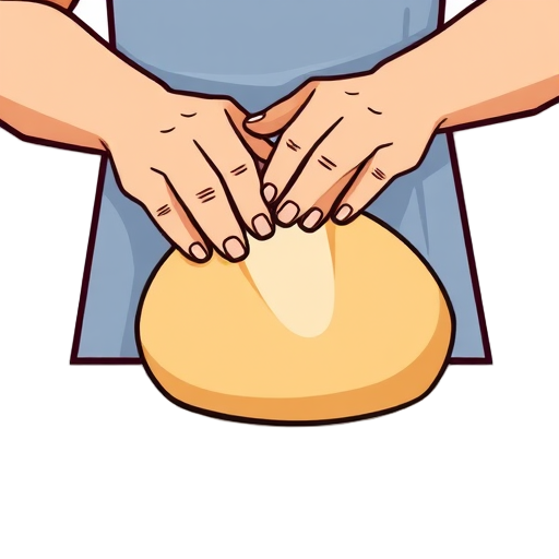 "hands kneading" "bread loaf" "flour bag"