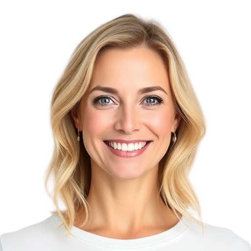 A person smiling to the camera with a white background looking like