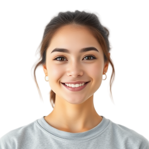 A person smiling to the camera with a white background looking like