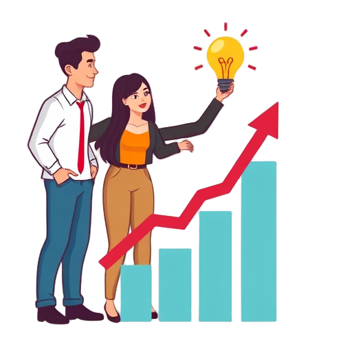 Team dat samenwerkt met een groeiende grafiek.