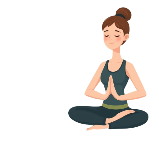 Vrouw mediteert met yoga mat en blok, in rustige pose.