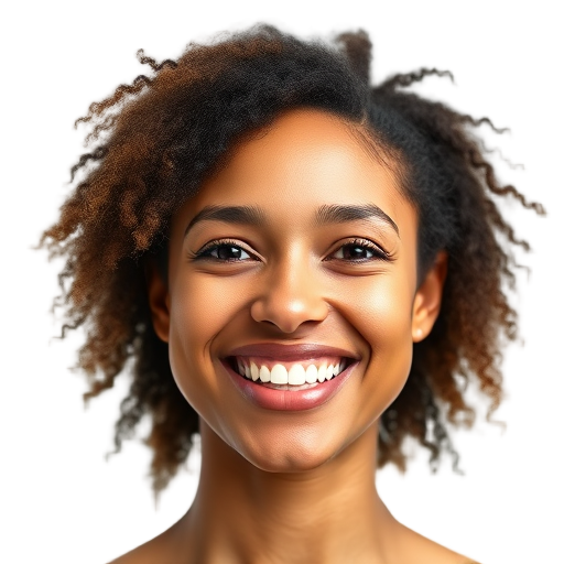 A smiling person with diverse features, warm expression, soft natural lighting, white background, conveying confidence and inspiration.