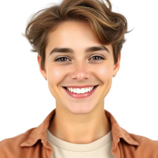 A person smiling to the camera with a white background looking like