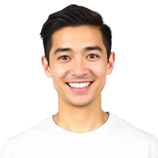 A person smiling to the camera with a white background looking like