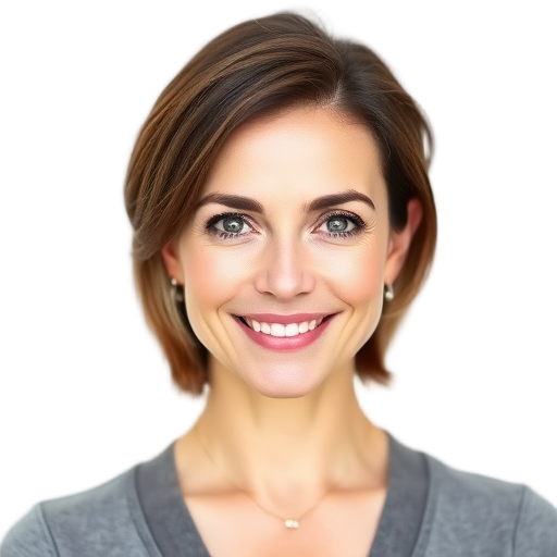 A person smiling to the camera with a white background looking like