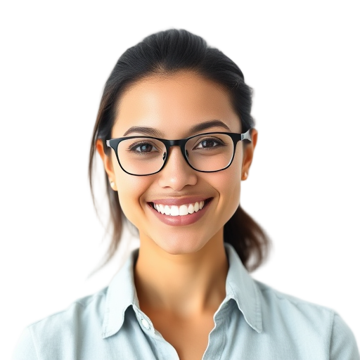 A person smiling to the camera with a white background looking like