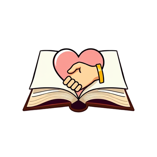 "Open book" "Heart symbol" "Handshake"