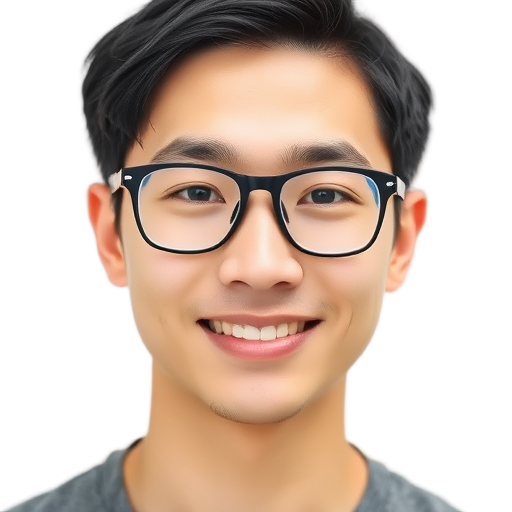 A smiling person wearing glasses against a white background.