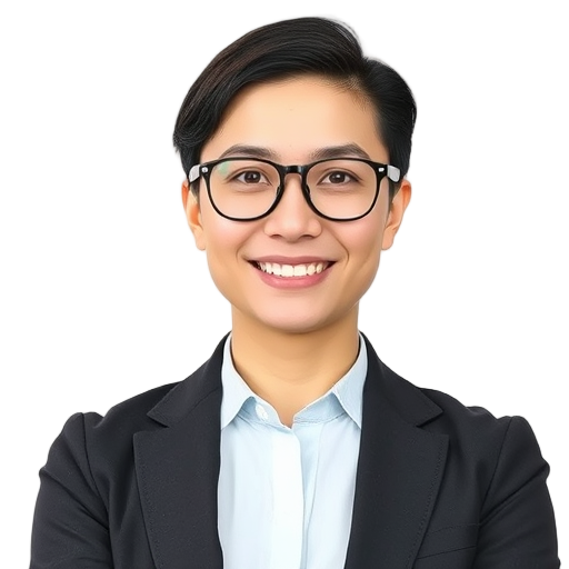 A smiling person in glasses against a white background.