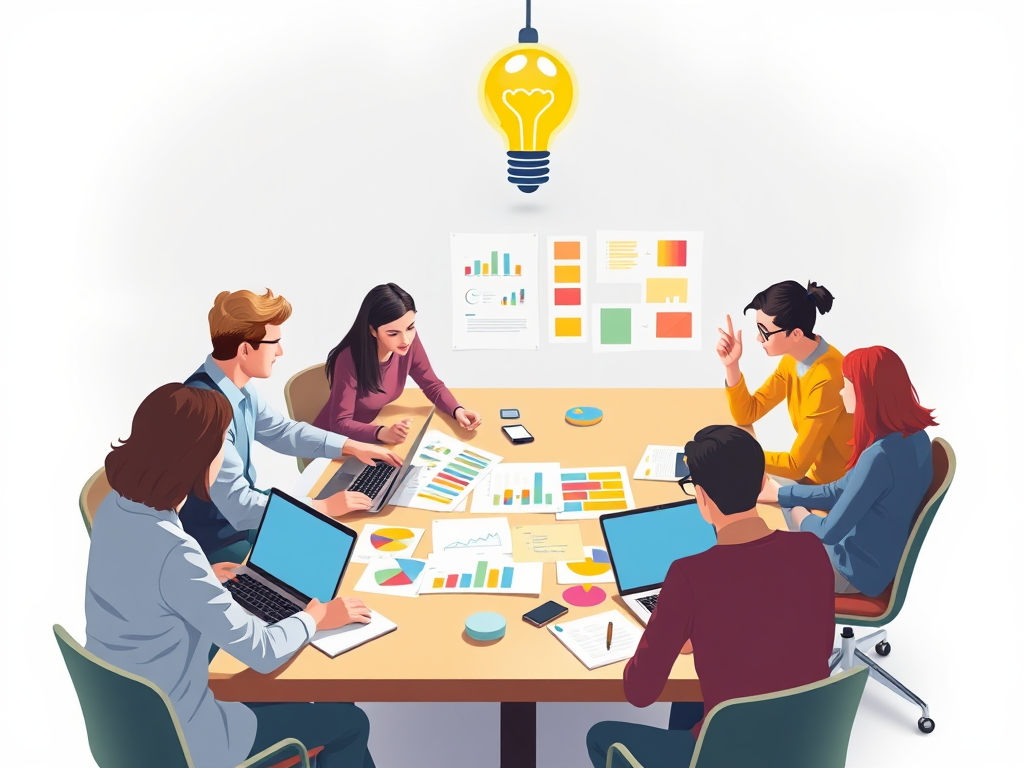 Een levendig marketingteam brainstormt rond een tafel.