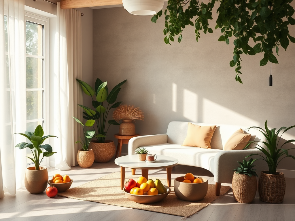 Een serene wellnessruimte met natuurlijk licht en planten.