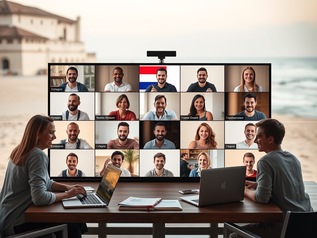 "A warm virtual meetup scene