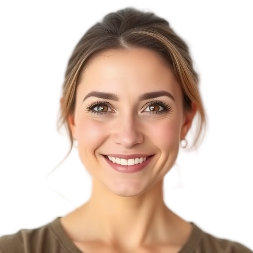 A person smiling to the camera with a white background looking like