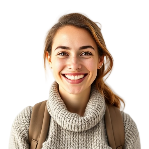 A person smiling to the camera with a white background looking like