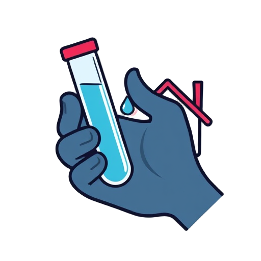"hand holding" "test tube" "liquid drop" "home setting" "checkmark symbol"