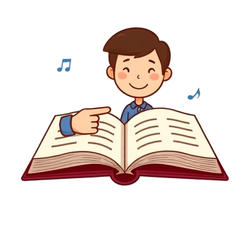 "parent child" "open book" "pointing hand" "choosing two" "sound waves" "repeat arrows" "drawing play" "quiet pause" "singing music"