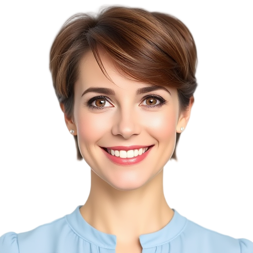 A person smiling to the camera with a white background looking like