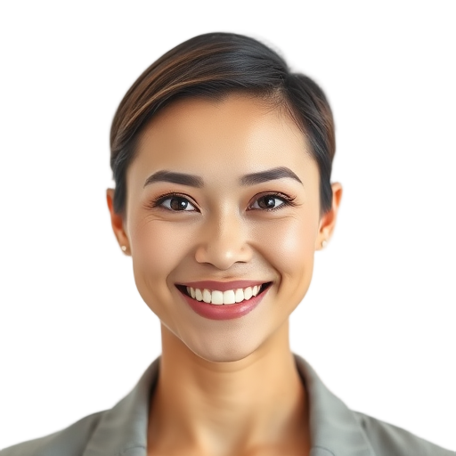 A person smiling to the camera with a white background looking like