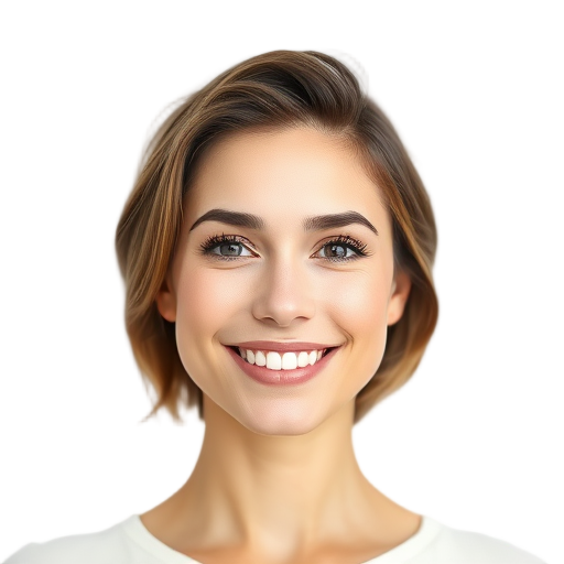 A person smiling to the camera with a white background looking like