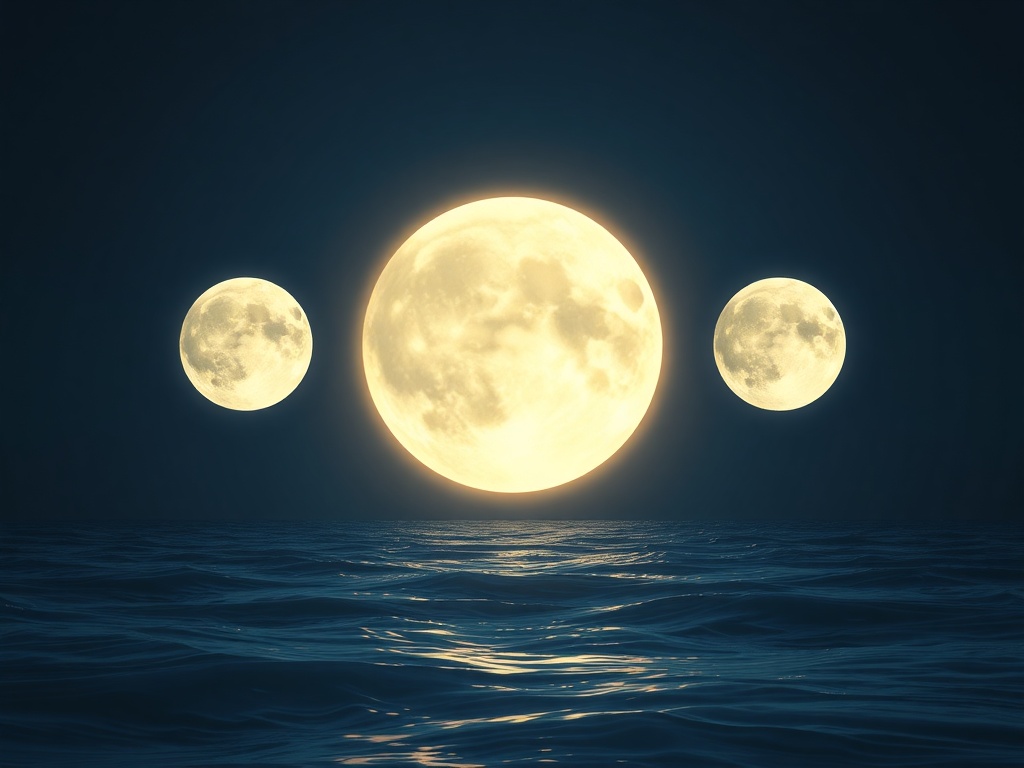 "A luminous moonlit scene guiding a serene, sensitive person through four phases