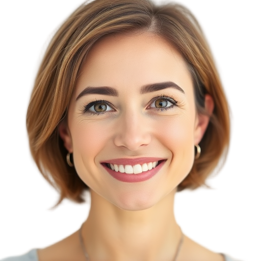 A person smiling to the camera with a white background looking like
