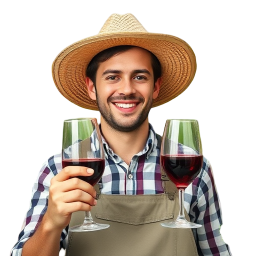 Een glimlachende man met twee glazen wijn.