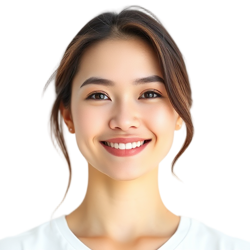 A person smiling to the camera with a white background looking like