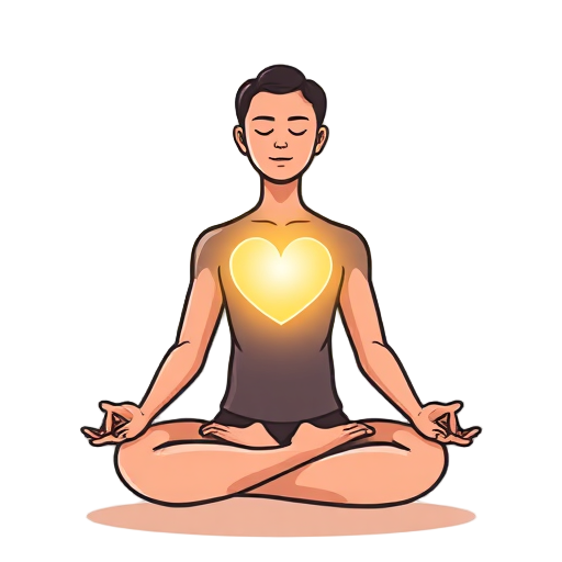 "person meditating" "glowing heart" "radiant light"