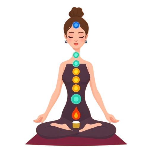 "female figure" "13 chakras aligned" "yoga mat, candle, intent"