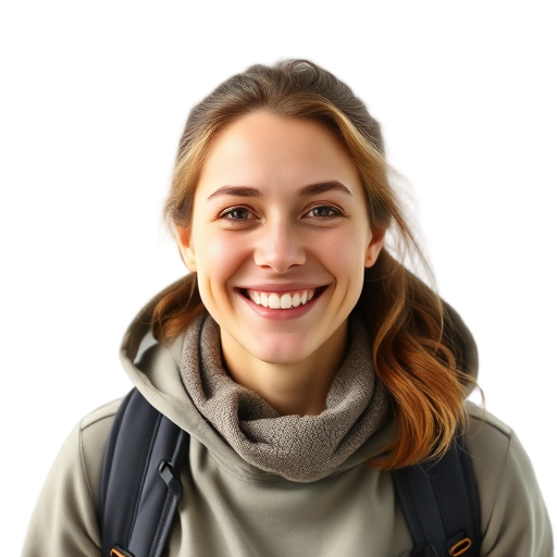 A person smiling to the camera with a white background looking like