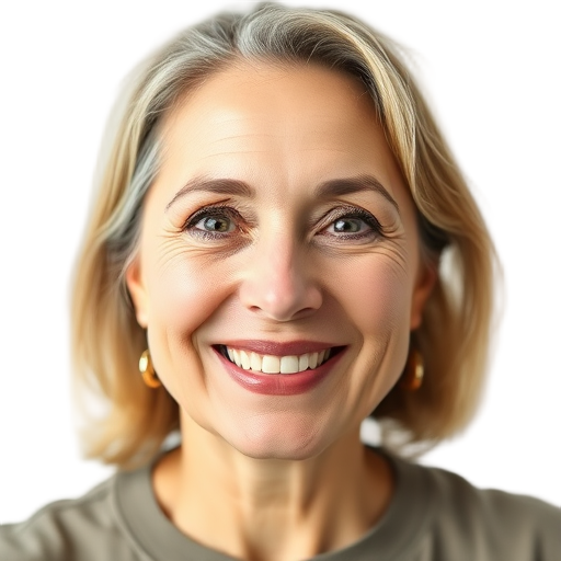 A person smiling to the camera with a white background looking like