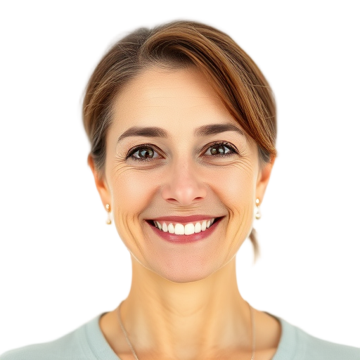 Een glimlachende vrouw met een witte achtergrond.