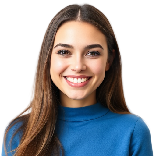 Een persoon die naar de camera glimlacht met een witte achtergrond.