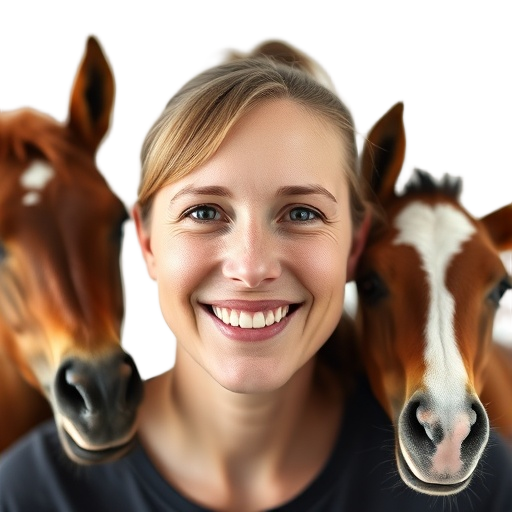 A person smiling to the camera with a white background looking like