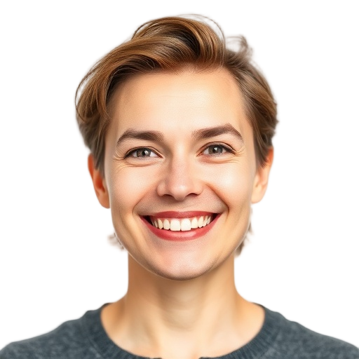 A person smiling to the camera with a white background looking like