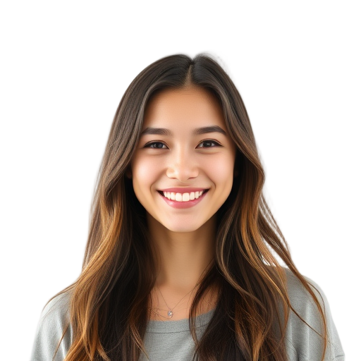 Een persoon glimlachend naar de camera met een witte achtergrond.