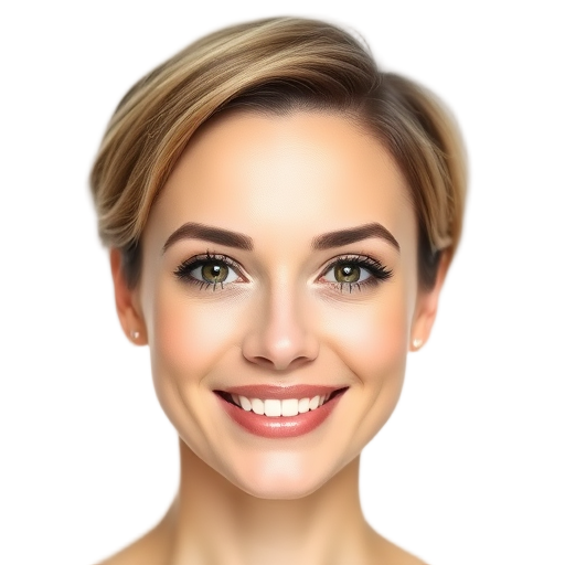 A person smiling to the camera with a white background looking like