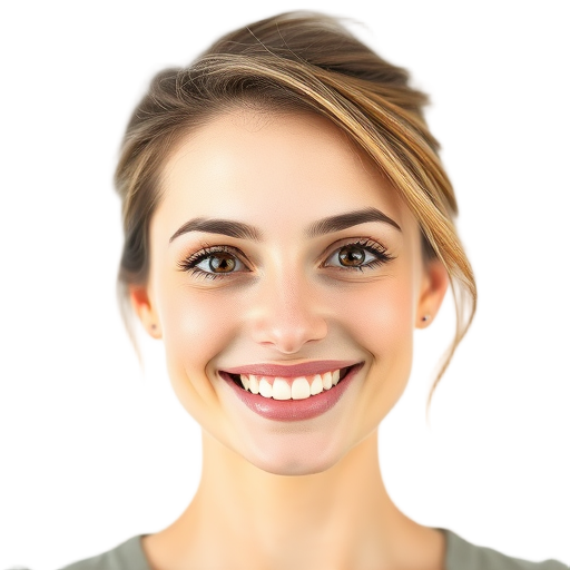A confident person smiling to the camera with a white background looking like